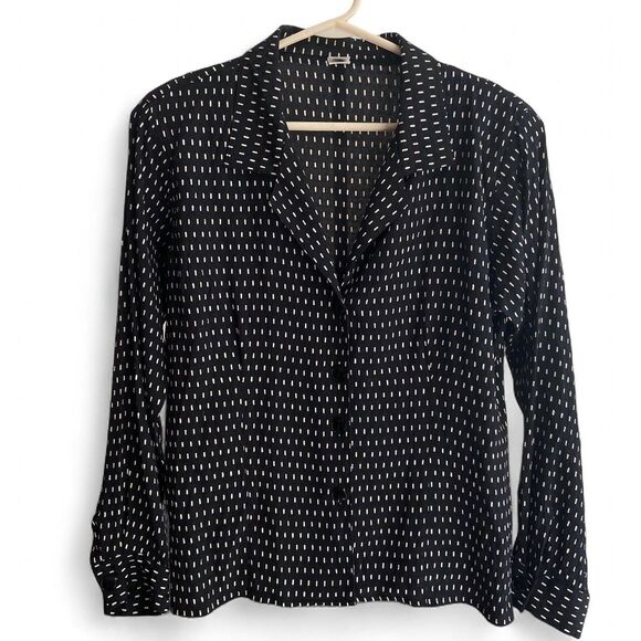 Anne Klein Black and white long sleeve button down blouse size 12 - Picture 1 of 7